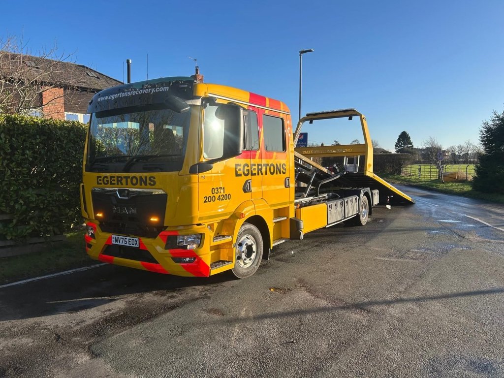 Egertons flatbed recovery truck.