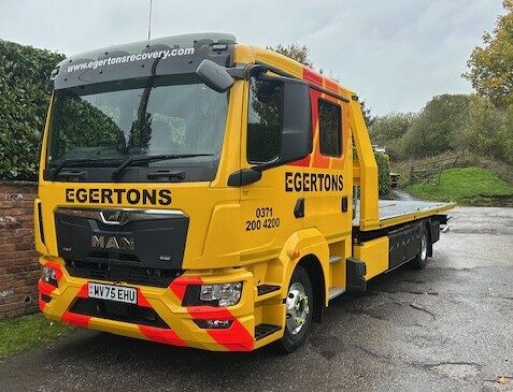 Egertons flatbed recovery truck.